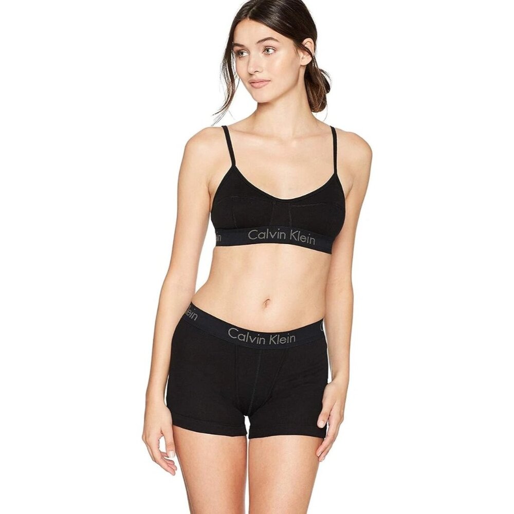 Calvin Klein Embossed Icon Cotton Unlined Bralette – Model QF6989, Size Small, B
